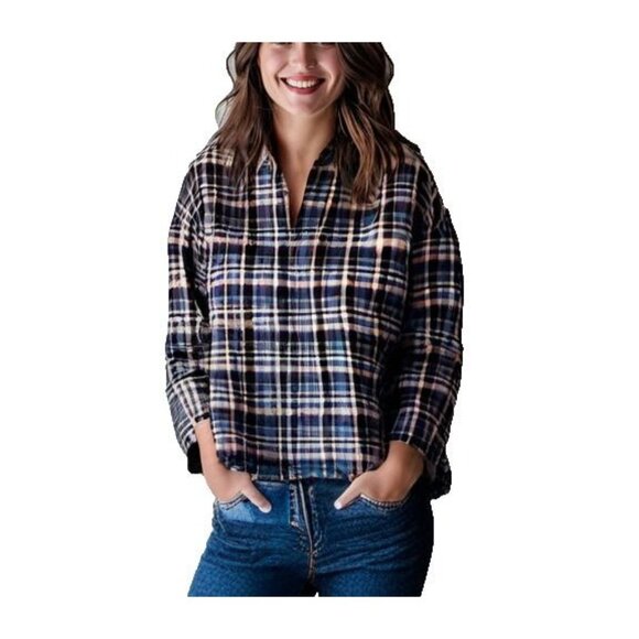 Everlane Tops - Everlane Womens Shirt Boxy Button Up Small Plaid Flannel Shacket Boyfriend